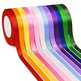 12 Farben Satinband Bänder, 22m X 10mm Geschenkband, Polyester Satinband, Dekoband, Geschenkband Schleifenband für Hochzeit Dekoration, Basteln, Blumenstrauß