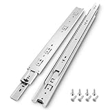 AOLISHENG Vollauszug Schubladenschienen 400 mm Schubladen Schienensystem Kugellager Strapazierfähig 45KG Tragkraft 1 Paar(Silber)