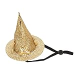 TOPINCN Hamster-Zylinderhut mit Mond- und Sternmuster, Kleintierhut mit Verstellbarem Kinnriemen, Hochwertiges Kurzes Plüschmaterial für Schildkröten, Eidechsen, Geckos (GOLD)