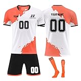 Generisch Fussball Trikot Kinder mit eigenem Namen Logo Nummer, Fussball Trikot Jungen Herren, Personalisierte Fußball Trikot Shorts Und Sockens Set
