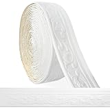 Bordüre Selbstklebend Weiß - 10m x 8cm x 5mm - 3D Stuckleisten Wand, Zierleisten Selbstklebend, Wasserdicht Wandbordüre, Leisten Selbstklebende, Roll Border Trims für Ecken Linien Decken Dekoration