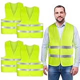 AYBUY Warnwesten Auto, 4 Stück Grün Sicherheitsweste, Reflektierende Warnwesten, für Erwachsene und Kinder 360° Reflektierend mit Reflektorstreifen, für Nacht, Bauarbeiter, Autofahrern Fahrern