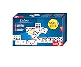 Noris Deluxe Doppel 9 Domino aus Holz – erweitertes Dominospiel für Kinder und Erwachsene – Spielklassiker mit Holzsteinen in Box – Gesellschaftsspiel ab 6 Jahren – Geschenkidee Familie Spielspaß