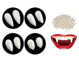 DERAYEE 4 Paar Halloween Vampirzähne Gebiss Fangs,Gefälscht Zähne mit Pellets Kleber für Cosplay,Requisiten,Halloween, Dämon, Hexe (2)