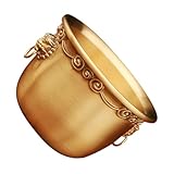 DOITOOL Feng Shui Messing Löwenkopf Schatzbecken Klein Traditionelle Kupfer Deko Schale für Wohlstand Glücksbringer Wohnzimmertisch Buddhistische Opfergabe Edles Handwerkskunst Ornament
