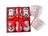 Loran Tee - Weihnachtstee Set mit 6 Teedosen & 2 Weihnachtstassen, loser Tee, Früchtetee, Kräutertee, Geschenkidee, 6x a 50g loser Tee, Teeset, Weihnachtsmann/-Schneemann Motiv
