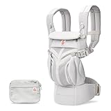 Ergobaby Babytrage für Neugeborene bis zum Kleinkind, 4-Positionen Omni 360 Cool Air Mesh Pearl Grey, Ergonomische Baby-Tragetasche Bauchtrage Rückentrage