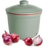 Römertopf Frische-Topf MAXI 2,8 Liter - Zwiebeltopf Keramik - Atmungsaktiver Ton hält Gemüse länger Frisch - Ideale Luftzirkulation - Grün