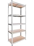 Arebos Schwerlastregal 200x90x45 cm | 1000 kg Tragkraft | 5 MDF-Platten | Einfache Montage durch Stecksystem und ohne Schrauben Regal Lagerregal Kellerregal Steckregal Werkstattregal | verzinkt