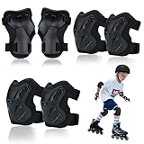 Knieschoner Kinder, 6 in 1 Schonerset Schoner Inliner Set mit Ellenbogenschoner und Handgelenkschoner für Jungen Mädchen 3-8 Jahre, Verstellbare Knieschützer für Skaten Skateboard Roller Radfahren