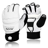 FitsT4 Sports MMA Handschuhe Boxhandschuhe gepolstert, Trainingshandschuhe Boxsack Sandsack Kickboxen Kampfsport Taekwondo Sparring mit Handgelenkschutz für Herren Damen,Weiß,XL