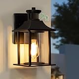 LMP Aussenlampe Außenlampe mit Bewegungsmelder, Retro Wandleuchte Wandlampe aussen außen, Schwarz LED Außenleuchte Wand Aussenleuchte Dämmerungssensor Ausenbeleutung Hauswand, 1x E27 Glühbirne