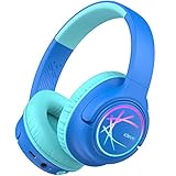 iClever Bluetooth kopfhörer Kinder mit LED-Leuchten, 74/85dBA Lautstärkebegrenzung, 43 Stunden Spielzeit, Stereo-Sound, Typ-C, AUX-Kabel, Bluetooth5.3 Kinderkopfhörer für Tablet/Reisen