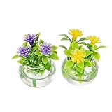 SHINEOFI 2 Stück Simulation Mini Bonsai Miniatur Künstliche Topfpflanzen für Puppenhaus Dekoration Lebensechte Mini Kunstpflanzen mit Detailreicher Verarbeitung für DIY Heimdeko und