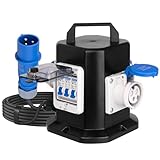 CHENGPI Tragbarer Stromverteiler mit CEE Steckdose 250V/16A/3 Polig Mobiler Adapter,Wasserdicht IP45 Verteiler – Ideal für den BAU und den Außenbereich