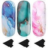 Camptrip 3 Stück Brillenetui Hardcase, Brillenetui Personalisiert Groß Tragbar Brillentasche mit Brillenputztuch für damen Brillen und Sonnenbrille
