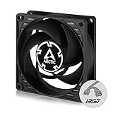 ARCTIC P8 PWM PST - PC Lüfter, 80 mm PWM PST Gehäuselüfter optimiert für statischen Druck, 200-3000 RPM via PWM PST geregelt, leiser und effizienter Motor - Schwarz