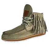 Runde Schuhe aus Kunstleder mit Quaste, lässige Stiefel für Damen, Damenstiefel, Damenstiefel, Stiefeletten und Absätze, grün, 38.5 EU