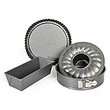 Original Kaiser Gourmet Backformen Set 4-teilig, Backset mit 3 Kuchenformen antihaftbeschichtet, Springform mit Flach- und Rohrboden, Tortenform, Kastenform, Grau