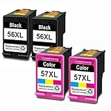 JFGIkLFD 56 57 Tintenpatronen-kompatible Nachfülltinte Kompatibel mit Deskjet Photosmart Digitalkopierer PSC Officejet Fax kompatible Ersatztinte(56XL 57XL 2bk 2c)