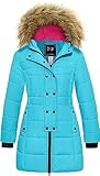 ZSHOW Mädchen Winter Warm Puffer Mantel Wasserabweisend Outdoor Jacke Baumwolle Gepolsterte Jacken Kunstpelz Kapuzenmäntel Blau 146-152