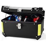 MOCOERL Motorradkoffer Topcase schwarz große Kapazität 60L -Wasserdicht ABS Plastik Top Case Gepäckträger Koffer Motorrad Box-Universelle Befestigungshalterung