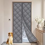 flintronic Magnet Wärmeschutzvorhang für Türen, 100x200cm Thermo Türvorhang, Lsolier Schutz Vorhang, Wasserdicht Winddicht Magnetvorhang ohne Bohren für Balkontür, Kellertür, Wohnzimmer(Dunkelgrau)