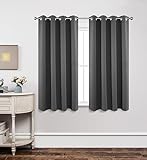 Joydeco Blickdichte Vorhänge mit Ösen Gardinen 2er Set, Verdunkelungsvorhang Thermovorhang Hitzeschutz, Ösenvorhang für Schlafzimmer Wohnzimmer (2xH137xB117, Dunkelgrau)