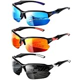 Utensilsto 3 Stück Fahrradbrille Polarisiert Sonnenbrille für Herren Damen Sportbrille Sonnenbrille UV 400 Schutz Ultraleichte Rechteckige für Radfahren Golf Baseball Laufen Wandern