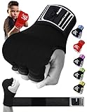 BEAST RAGE Boxbandagen Herren, Gelhandschuhe MMA 75 cm lang Boxbandagen elastisch, gepolstert Gel Innenhandschuhe Boxen, Boxsack, Training Muay Thai, Handbandagen Kinder (Schwarz, Kids Junior)