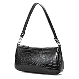 Camilife Handtasche Damen Vintage, Umhängetasche mit Schickem Krokoprägung-Druck, Kleine Umhängetasche,Schultertasche,Frau Vintage Shoulder Mini Bag (Schwarz)