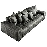 Riess Ambiente Big Sofa ELEGANCIA 285cm moosgrün Microfaser XXL Couch inkl. Kissen Federkern