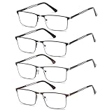 Fsread 4 Pack Lesebrille Herren Blaulichtfilter mit Federscharnieren Rectangular Reader Full Frame Ultraleicht Metallrahmen +2.5