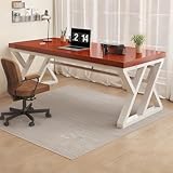 Ergonomischer 75 cm hoher Schreibtisch, Schreibtisch mit breiter Tischplatte, einfacher, stabiler, großer Computertisch mit Tischplatte aus Holzwerkstoff und Metallgestell, rustikal für das Homeoffic