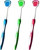 Zungenbürste, Zungenschaber, Zungenreiniger, Zungenschaberbürste, Zungenschaberreiniger, Zungenbürsten, Hilft gegen schlechten Atem, 3 Zungenschaber (Blau/Grün/Rot)