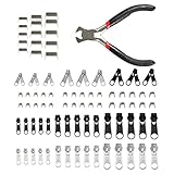 FOROREH 85 STK Ersatz Reißverschluss Reparatur Set, Metall Reißverschluss mit installieren Zange für Jacken Taschen Zelte Gepäck Schlafsack Koffer