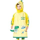 Kinder-Regenmäntel, Regenponcho mit Kapuze, wasserdicht, für Jungen und Mädchen, niedlicher 3D-Cartoon-Regenbekleidung, 2–12 Jahre, gelb, 2-3 Jahre