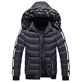 Herren Warme Winterjacke Parka Wintermantel Verdickte Daunenjacke Mit Abnehmbarer Kapuze Steppjacke Lässiger Mantel Bequem Daunenmantel Winddicht Outdoor Softshelljacke Langarm Kapuzenjacke, blau, 4XL
