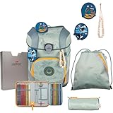 DerDieDas ErgoFlex Tiny Exklusiv Eco Schulranzenset 5-teilig Grey Planet