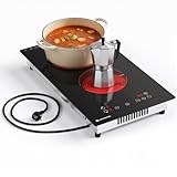 Aobosi Glaskeramikkochfeld 2 platten, Domino Glaskeramikkochfeld mit 9 Leistungsstufen Einstellung,Touch-Steuerung,Pause-Funktion,Kindersicherung,99min Timer,3000W