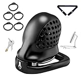 PA Peniskäfig Sex Spielzeug Chastity Cage Männer mit Katheter und 5 Verschiedenen Ringen Cock Cage ist Leicht und Atmungsaktiv Keuschheitskäfig Herren mit Schloss für Penisfesselung (A+Belt)