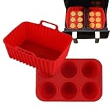 Silikon Airfryer Körbeinsätze - Wiederverwendbare Backform Für Heißluftofen Fritteusen,Antihaft Backzubehör Für Mikrowelle Gefrierschrank Braten Pizza