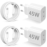 Rantuia iPhone 17/16/15 Ladegerät, 2er-Pack 45W Dual-Port USB-C Ladegerät mit 3 m langem USB-C Ladekabel, PD Schnellladung 3.0 für Galaxy S25 Ultra/S24+/S23 und iPhone 17 Pro Ma. (Weiß)