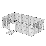 Aufun Gittergehege Freigehege für Kaninchen aus Metallgitter XXL inkl. Tür, Kleintierauslauf, Kleintiergehege, Kleintierkäfig Laufgitter Hasenstall für Innen&draußen Schwarz, 142 x 72 x 36 cm