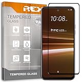 REY Pack 2X 3D Bildschirmschutz aus gehärtetem Glas für HTC U23 - HTC U23 PRO, Schwarz, Displayschutzfolie 9H+ Härte, Anti-Kratzen-Öl-Bläschen, Voller Schutz, 3D, 4D, 5D