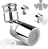 Wasserhahn Aufsatz, 2 SprüHfunktion Wasserhahn Strahlregler M24 M22 80° GroßEr Winkel Einstellbar 360 Grad Perlator Schwenkbar Wassersparer für Wasserhahn KüChe/Bad Luftsprudler