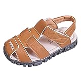 Vorgelen Kinder Geschlossene Sandalen Jungen Mädchen Leder Sandaletten rutschfest Sommer Schuhe Weiche Sohle Sandalen Outdoor Trekkingsandalen Gelb 27 EU = 28 CN