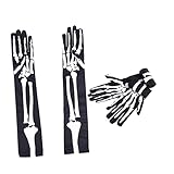 MOBUTOFU 2 Paar Realistische Skelett Handschuhe Für Halloween Und Karneval Fingerlose Gruselhandschuhe Schwarz Perfekt Für Kostüme Partys Und Cosplay Unisex Design