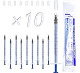 10 Stück 1ml Spritzen mit Sicherheitsverschluss, Einwegspritze ohne Nadel für präzise Flüssigkeitsmessungen, Lagerung, Experimente, für Kleintierfütterung, Kolostrum Spritze