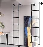 Industrielle Eisenrohr-Bibliotheksleiter, Wandmontage, Metall, Dachboden, Kletterleiter, 1,2 m, 2,3 m, Notfallleiter für Fensterbrunnen, inklusive Installationszubehör